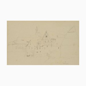 H. Christiansen, Half -Timbering and Dominican Church in Bad Wimpfen, 1922, Pencil-OJR-1273368