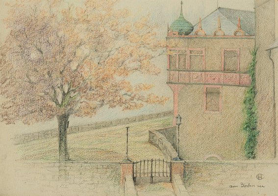 H. Christiansen, Historic Villa on Lake Constance, 1920, Pencil-OJR-1273353