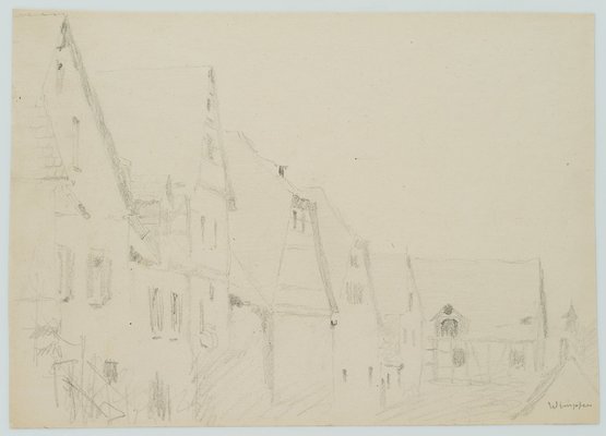 H. Christiansen, House Gables in Bad Wimpfen, 1922, Pencil-OJR-1273364