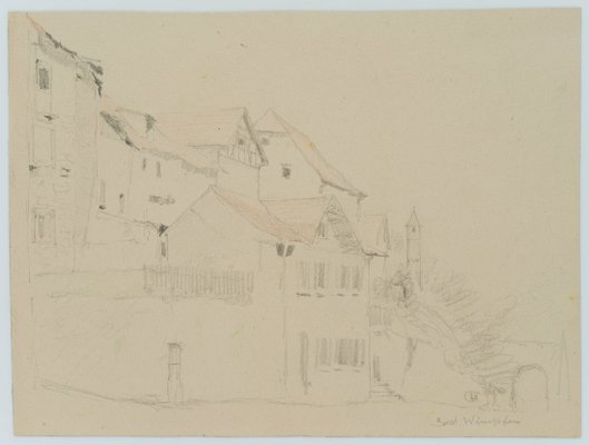 H. Christiansen, Houses on the Slope in Bad Wimpfen, 1922, Pencil-OJR-1273366