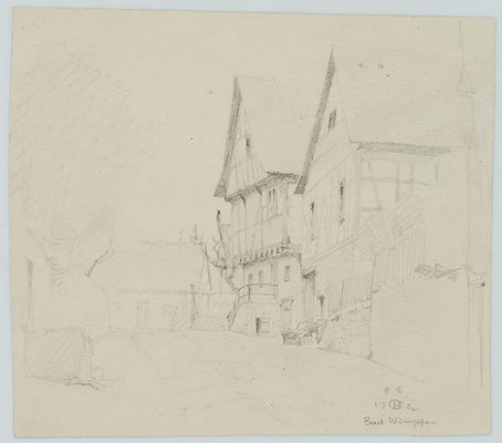 H. Christiansen, Houses on the Slope in Bad Wimpfen, 1922, Pencil-OJR-1273365