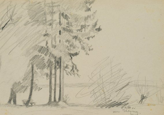 H. Christiansen, Lakeside Bench, 1920, Pencil-OJR-1273357