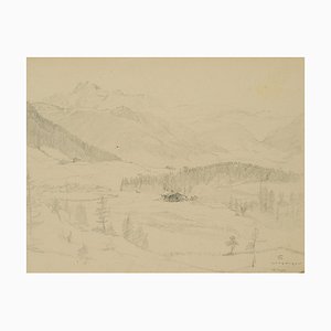 H. Christiansen, Leogang Valley Near Salzburg, 1920, Pencil-OJR-1273355