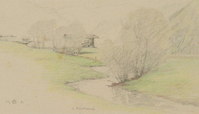 H. Christiansen, Stream in the Valley, 1921, Pencil-OJR-1273358