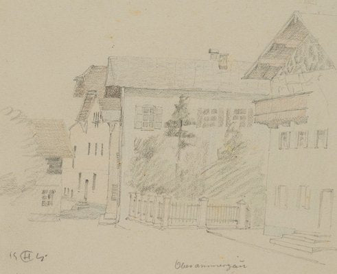 H. Christiansen, Street View in Oberammergau, 1922, Pencil-OJR-1273372