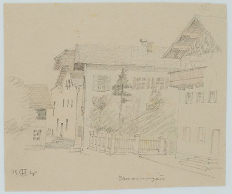 H. Christiansen, Street View in Oberammergau, 1922, Pencil-OJR-1273372