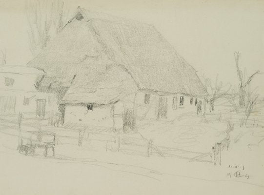 H. Christiansen, Thatched Roof House, 1925, Pencil-OJR-1273380