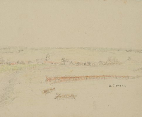 H. Christiansen, View of Saint-Clüment Meurthe-E-Moselle, 1919, Pencil-OJR-1273348