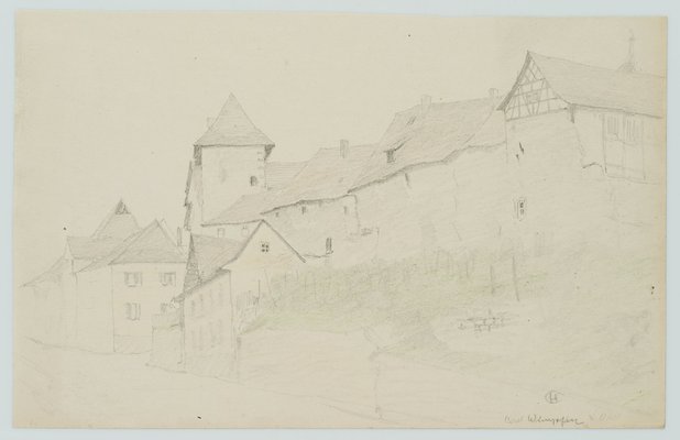 H. Christiansen, View of the Castle and Imperial Palace in Bad Wimpfen, 1922, Pencil-OJR-1273367