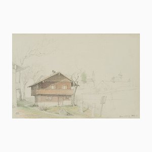 H. Christiansen, Wooden House Near Starnberg, 1921, Pencil-OJR-1273359