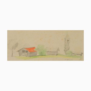 H. Christiansen, Wooden Huts Near Grainau, 1922, Pencil-OJR-1273371