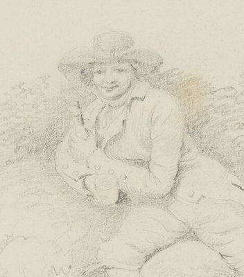 H. Freudweiler, Resting Man on a Rock, 1780, Pencil-OJR-1273252