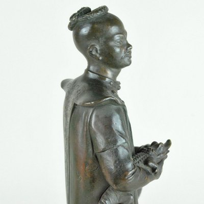 H Galy, Bronze Chinese Sculpture with Crocodile, 19th Century-SYQ-821786