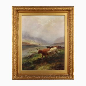 H. Robinson Hall, Highland Cattle, Loch Venachar, 1800s, Oil on Canvas-VMM-2028486