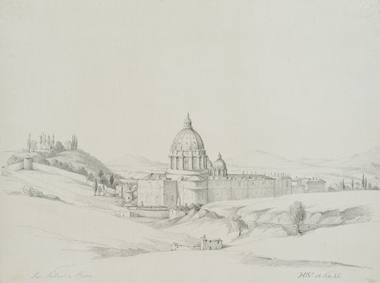 H. Wilhelmi, View of Saint Peter's in Rome, 1846, Pencil-OJR-1273311