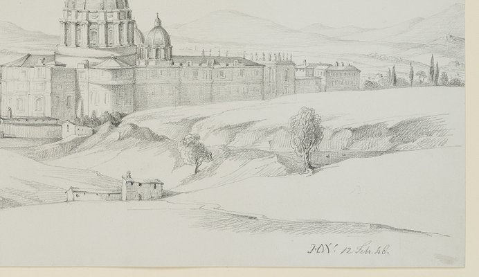 H. Wilhelmi, View of Saint Peter's in Rome, 1846, Pencil-OJR-1273311