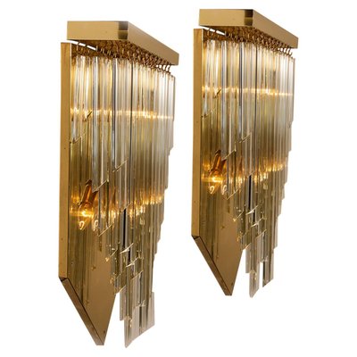 H29.9 Venini Style Murano Glass and Gilt Brass Sconce, 1960s-VDW-1005891