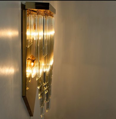 H29.9 Venini Style Murano Glass and Gilt Brass Sconce, 1960s-VDW-1005891