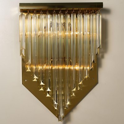 H29.9 Venini Style Murano Glass and Gilt Brass Sconce, 1960s-VDW-1005891