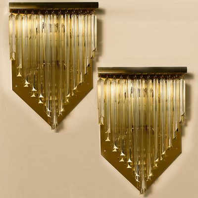 H29.9 Venini Style Murano Glass and Gilt Brass Sconce, 1960s-VDW-1005891