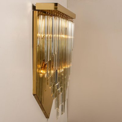 H29.9 Venini Style Murano Glass and Gilt Brass Sconce, 1960s-VDW-1005891