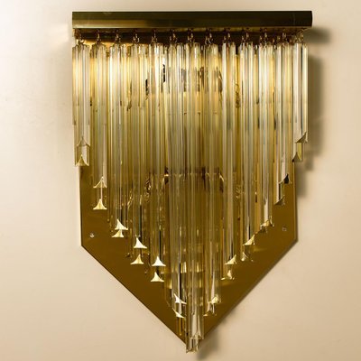 H29.9 Venini Style Murano Glass and Gilt Brass Sconce, 1960s-VDW-1005891