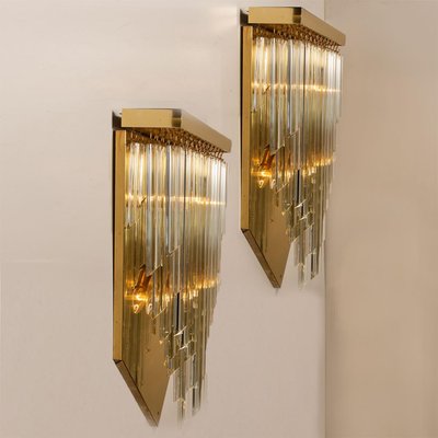 H29.9 Venini Style Murano Glass and Gilt Brass Sconce, 1960s-VDW-1005891