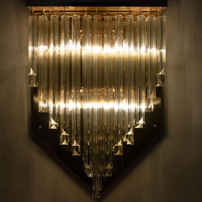 H29.9 Venini Style Murano Glass and Gilt Brass Sconce, 1960s-VDW-1005891