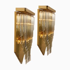 H29.9 Venini Style Murano Glass and Gilt Brass Sconce, 1960s-VDW-1005891