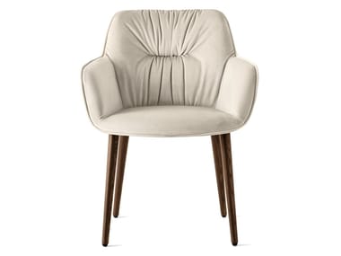 COCOON - Upholstered fabric chair with wooden legs by Calligaris