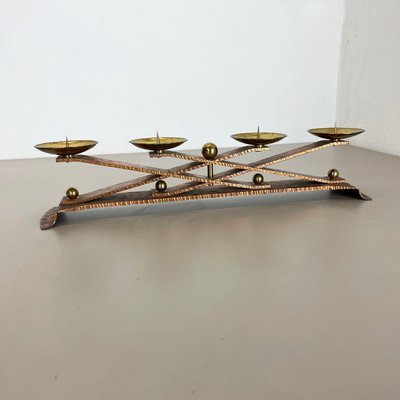 Hagenauer Brutalist Copper and Brass Candleholder, Austria, 1950s-QZ-1373982