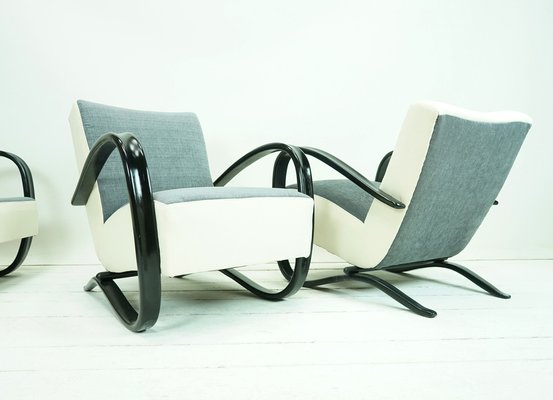 Halabala Sofa and Armchairs in Knoll Fabric by Jindřich Halabala, 1930s, Set of 3-FHJ-1297382