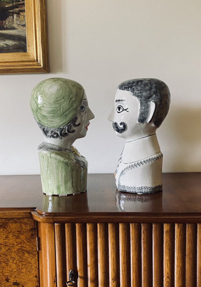 Half Bust Sculptures by Tarcisio Tosin for La Freccia, Vicenza, Italy, 1960s, Set of 2