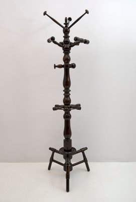 Half-Century Italian Walnut Ground Coat Rack with Umbrella Stand, 1950s-FER-1126489