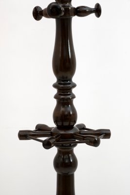 Half-Century Italian Walnut Ground Coat Rack with Umbrella Stand, 1950s-FER-1126489