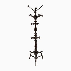 Half-Century Italian Walnut Ground Coat Rack with Umbrella Stand, 1950s-FER-1126489