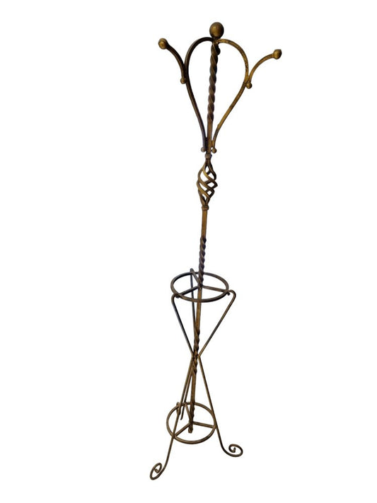 Half-Century Spanish Wrought Iron Coat Rack and Umbrella Stand