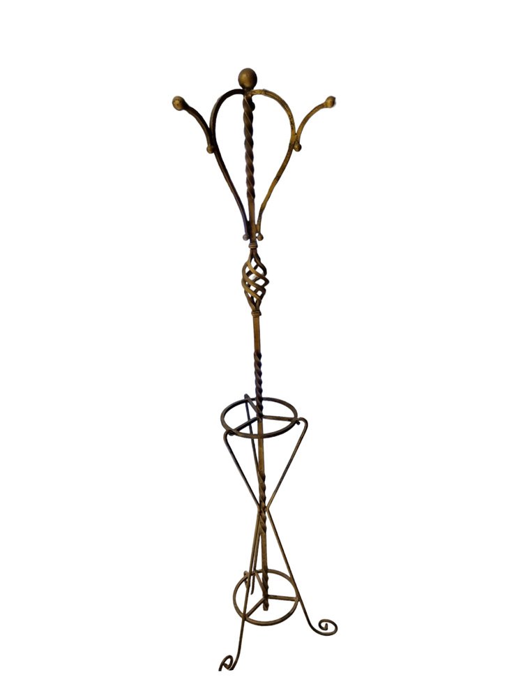 Half-Century Spanish Wrought Iron Coat Rack and Umbrella Stand