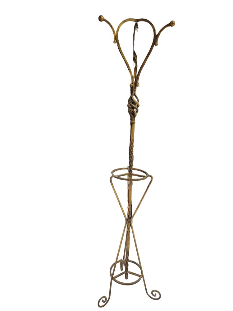 Half-Century Spanish Wrought Iron Coat Rack and Umbrella Stand