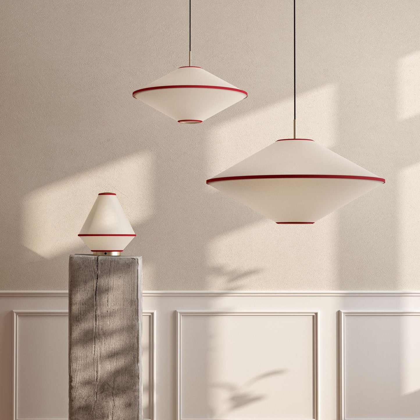 Edgeform Tafta Pendant Ø65 Red/Off-White