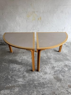 Half Light Gray Bent Beechwood Dining Table by Rud Thygesen & Johnny Sorensen for Magnus Olesen, Denmark, 1970s, Set of 2-PDG-2016850