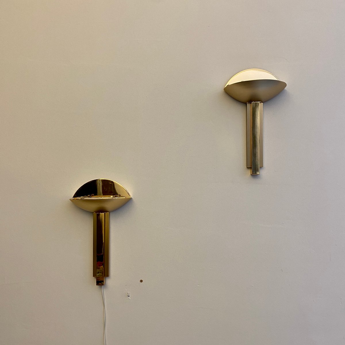 Half Moon Brass Italian Sconces, 1975, Set of 2