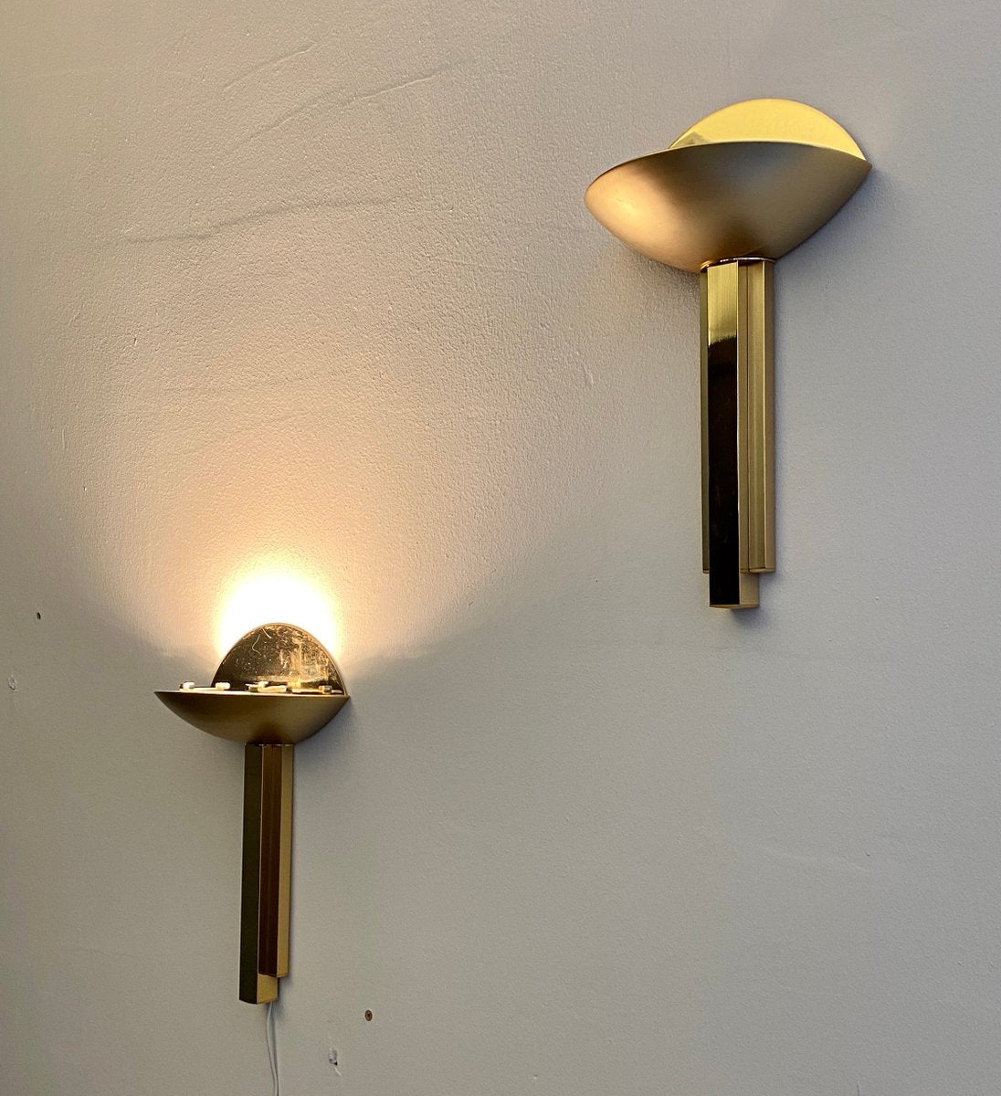 Half Moon Brass Italian Sconces, 1975, Set of 2