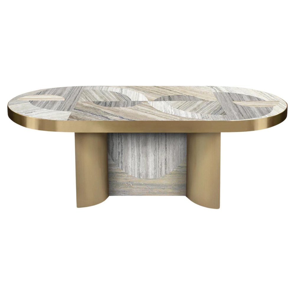 Half Moon Travertine Dining Table by Bohinc Studio