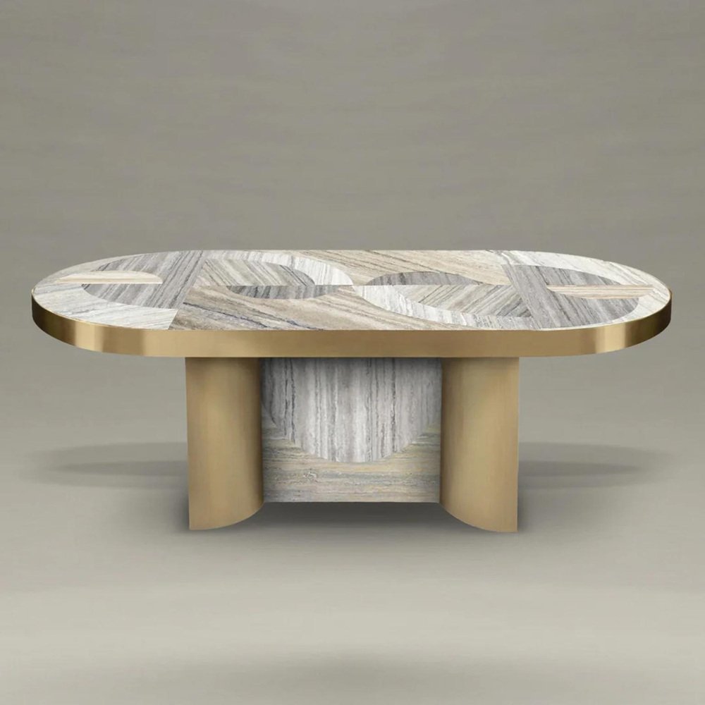 Half Moon Travertine Dining Table by Bohinc Studio