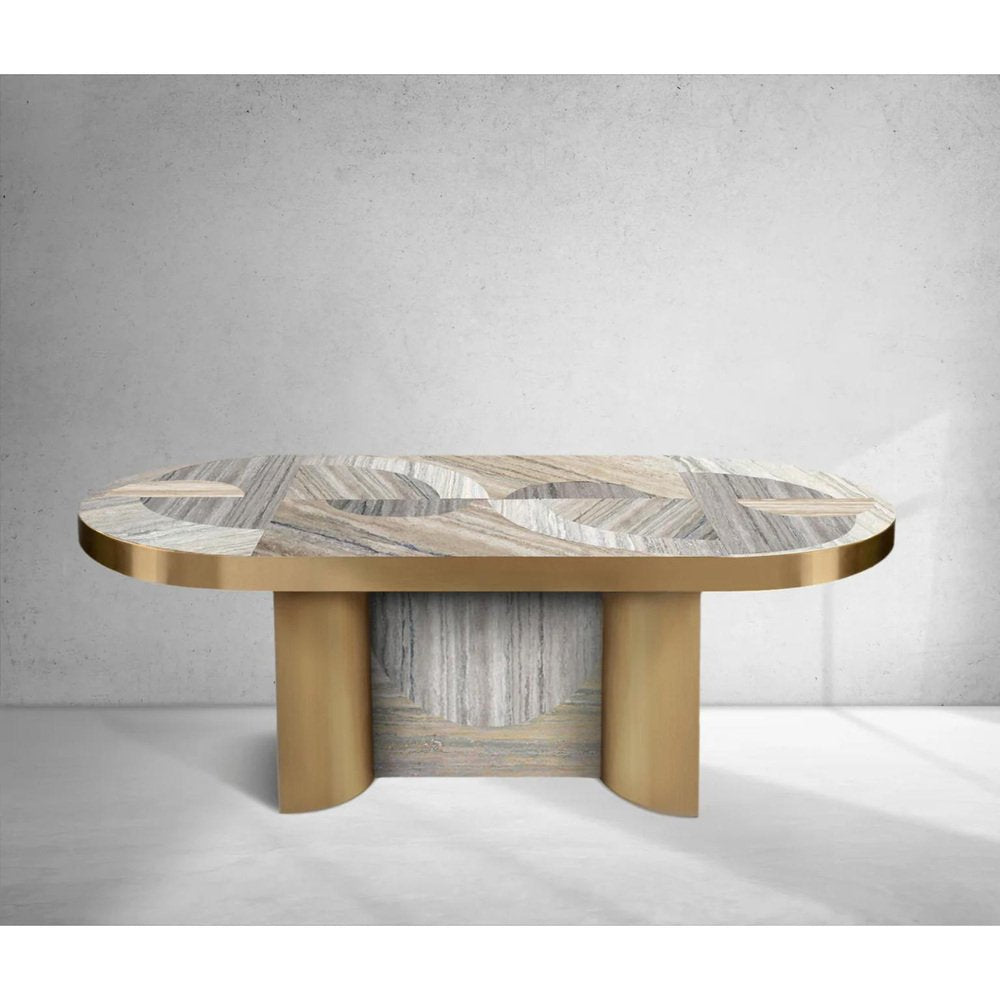 Half Moon Travertine Dining Table by Bohinc Studio