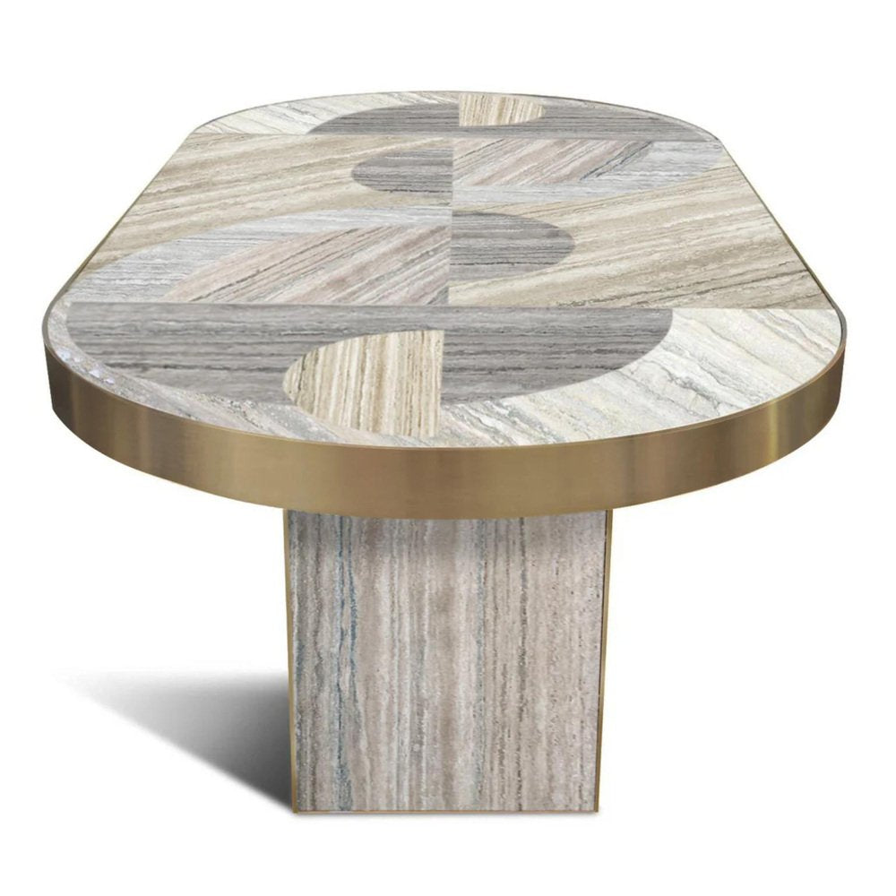 Half Moon Travertine Dining Table by Bohinc Studio