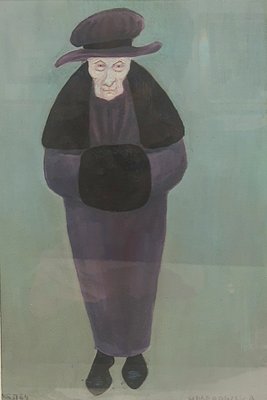 Halina Dąbrowska, Portrait of Grandmother, Poland, 1964, Oil on Canvas, Framed-AOU-1436144