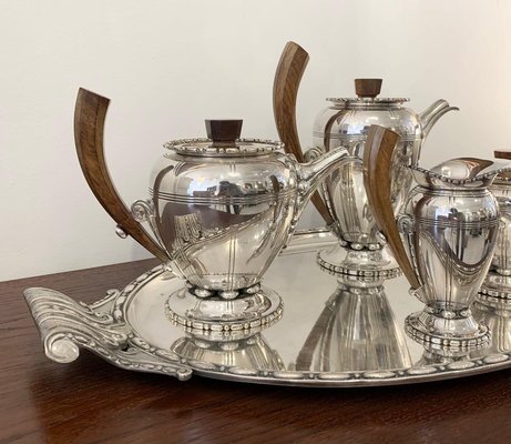 Hallmarked Art Deco Silver Plated Service Set from Durousseau & Raynaud, France-FGA-1001135