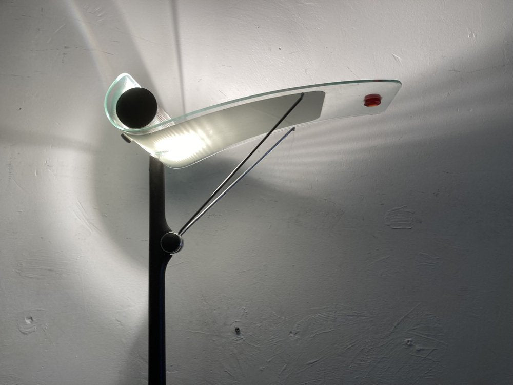 Halogen Floor Lamp Ceiling with Glass Shade, 1980s